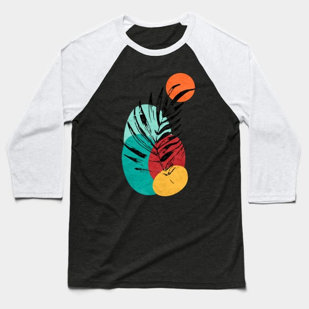 Minimalist Abstract Nature Art #1  Graceful Leaf Baseball T-Shirt by Insightly Designs